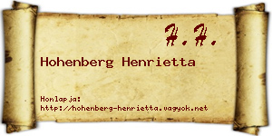 Hohenberg Henrietta névjegykártya